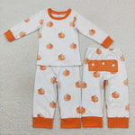 BLP0297 Pumpkin Orange Boy's Pajamas Set