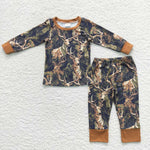 BLP0298 Hunting Camo Elk Boy's Pajamas Set