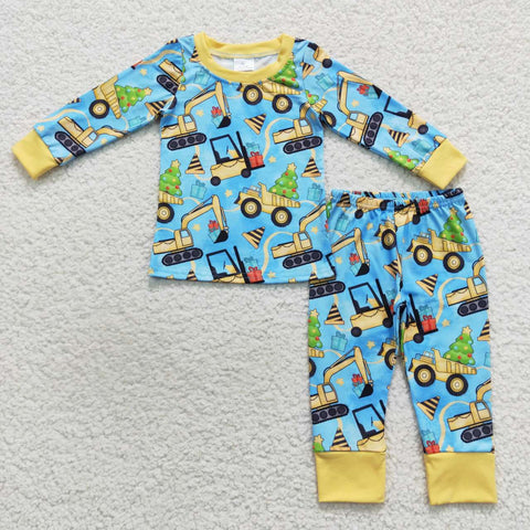 BLP0309 Christmas Excavator Boy Pajamas Set