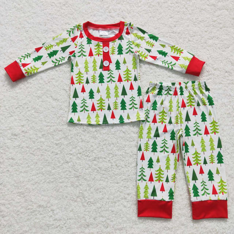 BLP0312 Christmas Trees Boy Pajamas Set