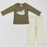 Hunting Embroidery Duck Mallard Kids Sibiling Matching Clothes