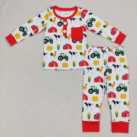 BLP0340 Farm Red Boy Pajamas Set