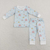 BLP0342 Farm Blue Cow Boy Pajamas Set