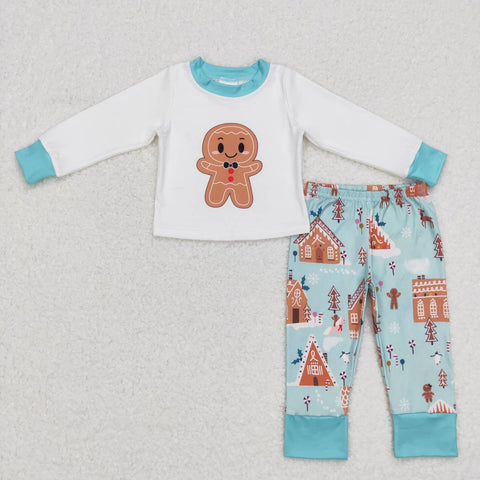 BLP0346 Gingerbread Sky Blue Boy Pajamas