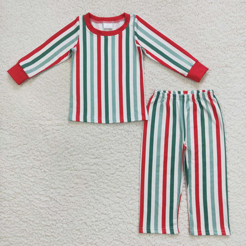 BLP0361 Christmas Stripe Kids Pajamas Set