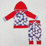 BLP0386 Baseball Red Hoodie Boy's Set