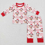 BLP0388 Merry Christmas Cow Red Boy Pajamas Set