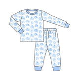 BLP0469 Bamboo Pumpkin Blue Boys Pajamas Set