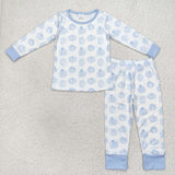 BLP0469 Bamboo Pumpkin Blue Boys Pajamas Set