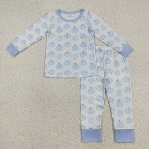 BLP0469 Bamboo Pumpkin Blue Boys Pajamas Set
