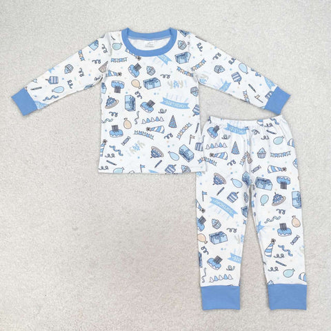 BLP0470 Happy Birthday Blue Boys Pajamas Set