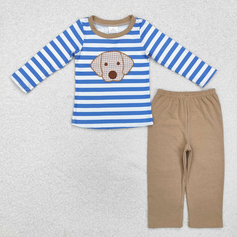 BLP0478 Embroidery Dog Stripe Boys Set