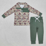 BLP0491 Hunting Camo Green Pullover Boys Set