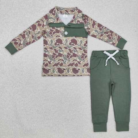 BLP0491 Hunting Camo Green Pullover Boys Set