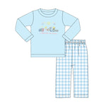 BLP0504 Jesus Blue Plaid Boys Set