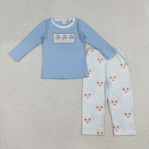 BLP0505 Embroidery Christmas Santa Blue Boys Set