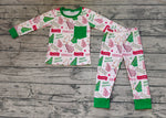 BLP0506 Christmas Happy Holidays Green Boys Pajamas Set