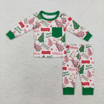 BLP0506 Christmas Happy Holidays Green Boys Pajamas Set