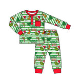 BLP0507 Christmas Green Animal Boys Pajamas Set