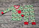 BLP0507 Christmas Green Animal Boys Pajamas Set