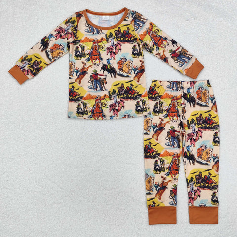 BLP0511 Bamboo Western Cowboy Horse Riding Boys Pajamas Set