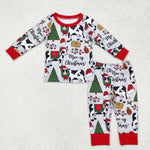 BLP0513 Merry Christmas Cow Boys Pajamas Set