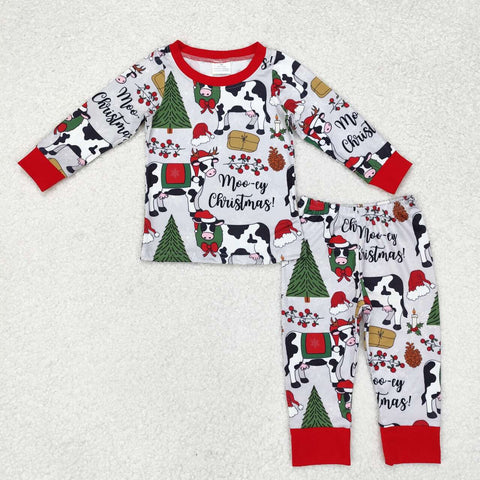 BLP0513 Merry Christmas Cow Boys Pajamas Set