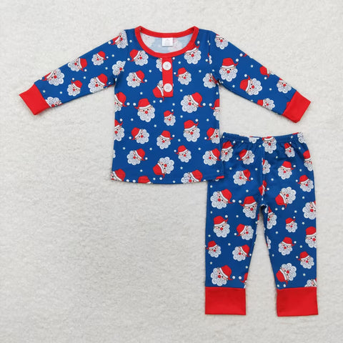 BLP0551 Bamboo Christmas Santa Stripe Boys Pajamas Set