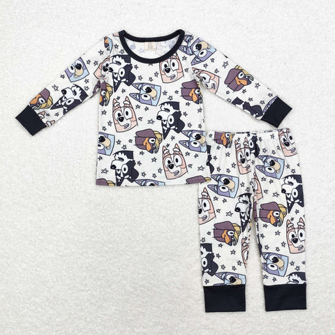 BLP0561 Bamboo Cartoon Blue Dog Boys Pajamas Set