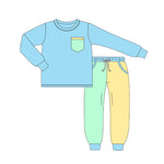 BLP0596 Colorful Blue Cotton Boys Set