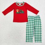 BLP0611 Embroidery Christmas Truck Reindeer Red Boys Set