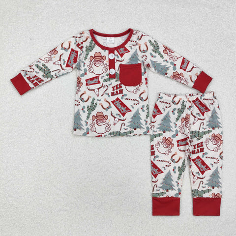 BLP0620 Bamboo Christmas Santa Howdy Boys Pajamas Set