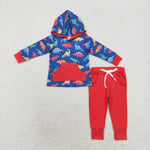 BLP0637 Dinosaur Red Hoodie Boys Set