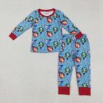 BLP0638 Christmas Blue Dog Boys Pajamas Set