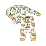 BLP0649 Bamboo Christmas Truck Yellow Boys Pajamas Set