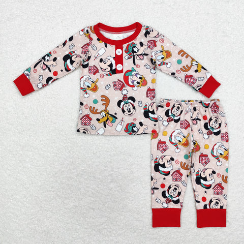 BLP0650 Christmas Cartoon Mouse Red Boys Pajamas Set