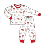 BLP0674 Bamboo Christmas Crawfish Red Boys Pajamas Set