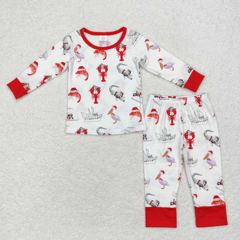 BLP0674 Bamboo Christmas Crawfish Red Boys Pajamas Set