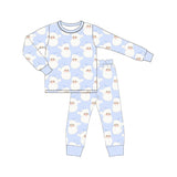 BLP0685 Bamboo Christmas Santa Blue Boys Pajamas Set