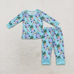 BLP0694 Bamboo Christmas Cartoon Blue Dog Boys Pajamas Set