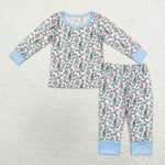 BLP0699 Bamboo Christmas Cartoon Blue Boys Pajamas Set