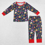 BLP0700 Bamboo Christmas Green Animal Boys Pajamas Set