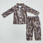 BLP0705 Camo Brown Buttons Boys Pajamas Set