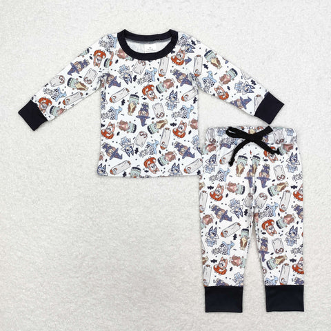 BLP0720 Halloween Cartoon Blue Dog Boys Pajamas Set