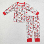 BLP0721 Christmas Cartoon Blue Dog Red Boys Pajamas Set