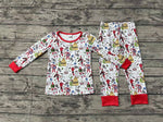 BLP0722 Bamboo Christmas Cartoon Hero Red Boys Pajamas Set