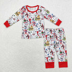 BLP0722 Bamboo Christmas Cartoon Hero Red Boys Pajamas Set