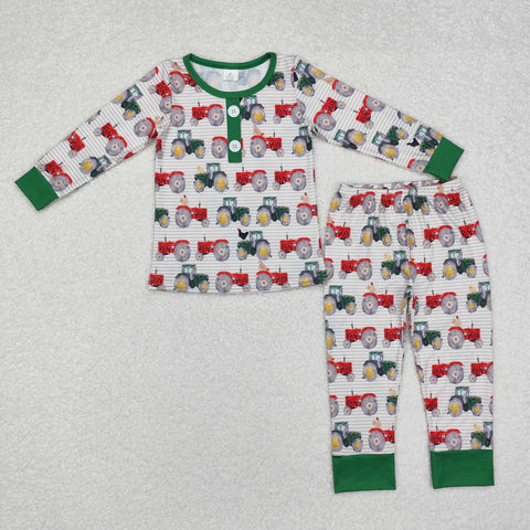 BLP0725 Bamboo Truck Green Boys Pajamas Set