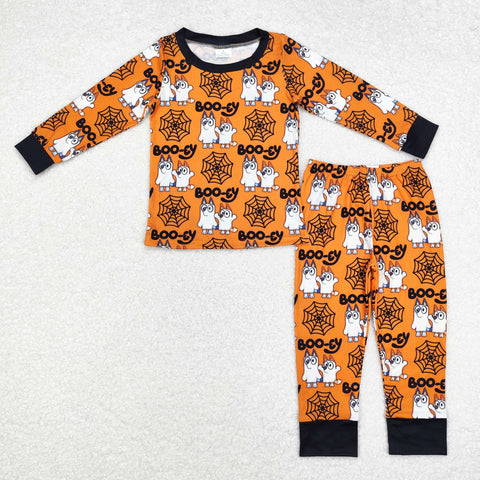 BLP0727 Halloween BOO Cartoon Blue Dog Boys Pajamas Set