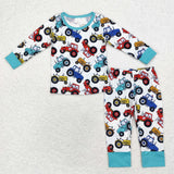 BLP0735 Bamboo Truck Mint Green Boys Pajamas Set